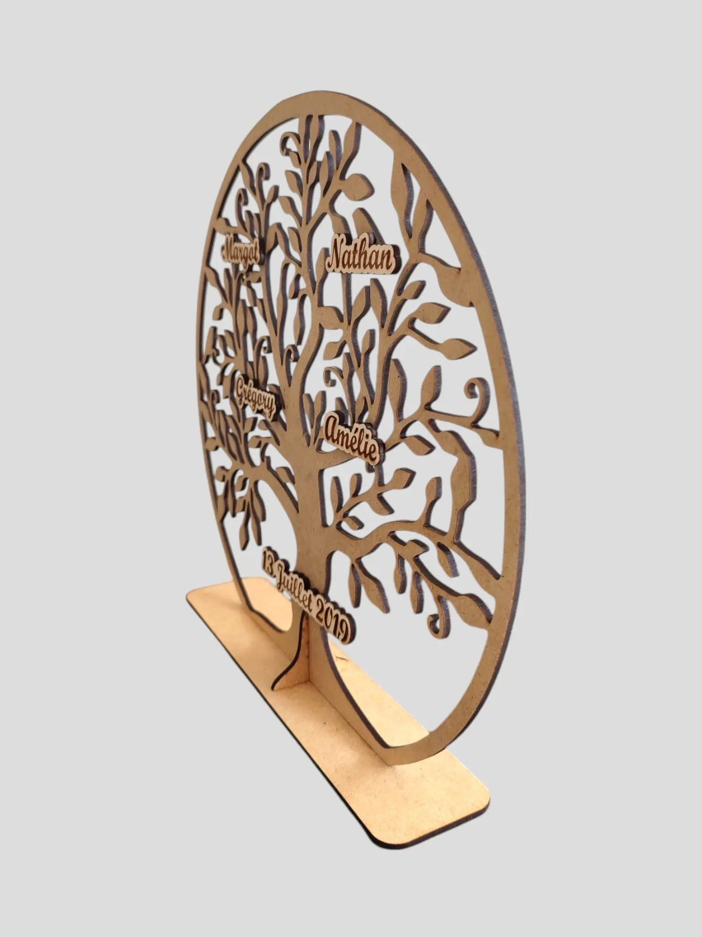 Arbre de vie en bois - Décoration personnalisée avec prénoms gravés sur plaque en bois Ma boutique