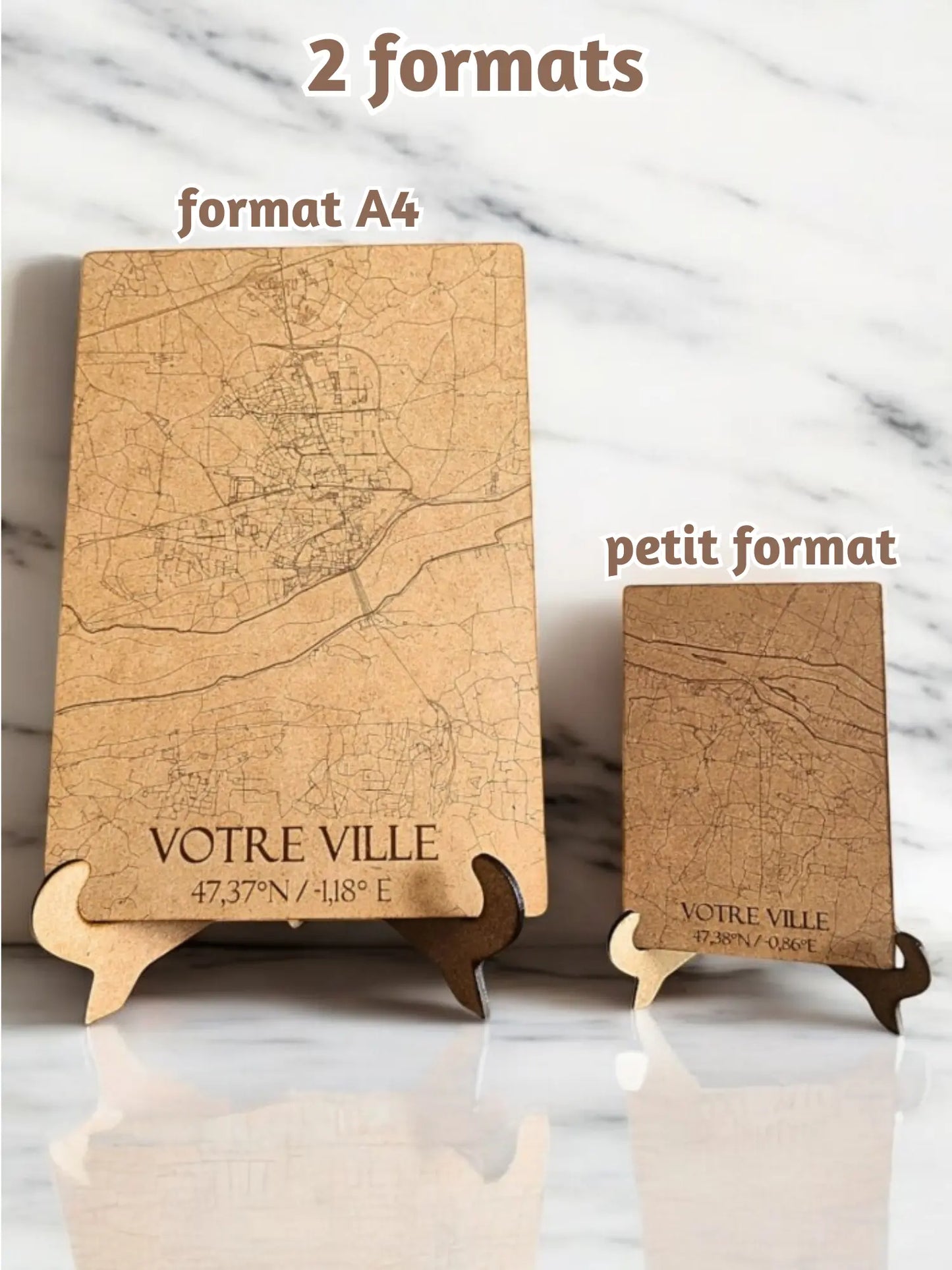 Carte en bois personnalisable ville gravure sur bois Ma boutique