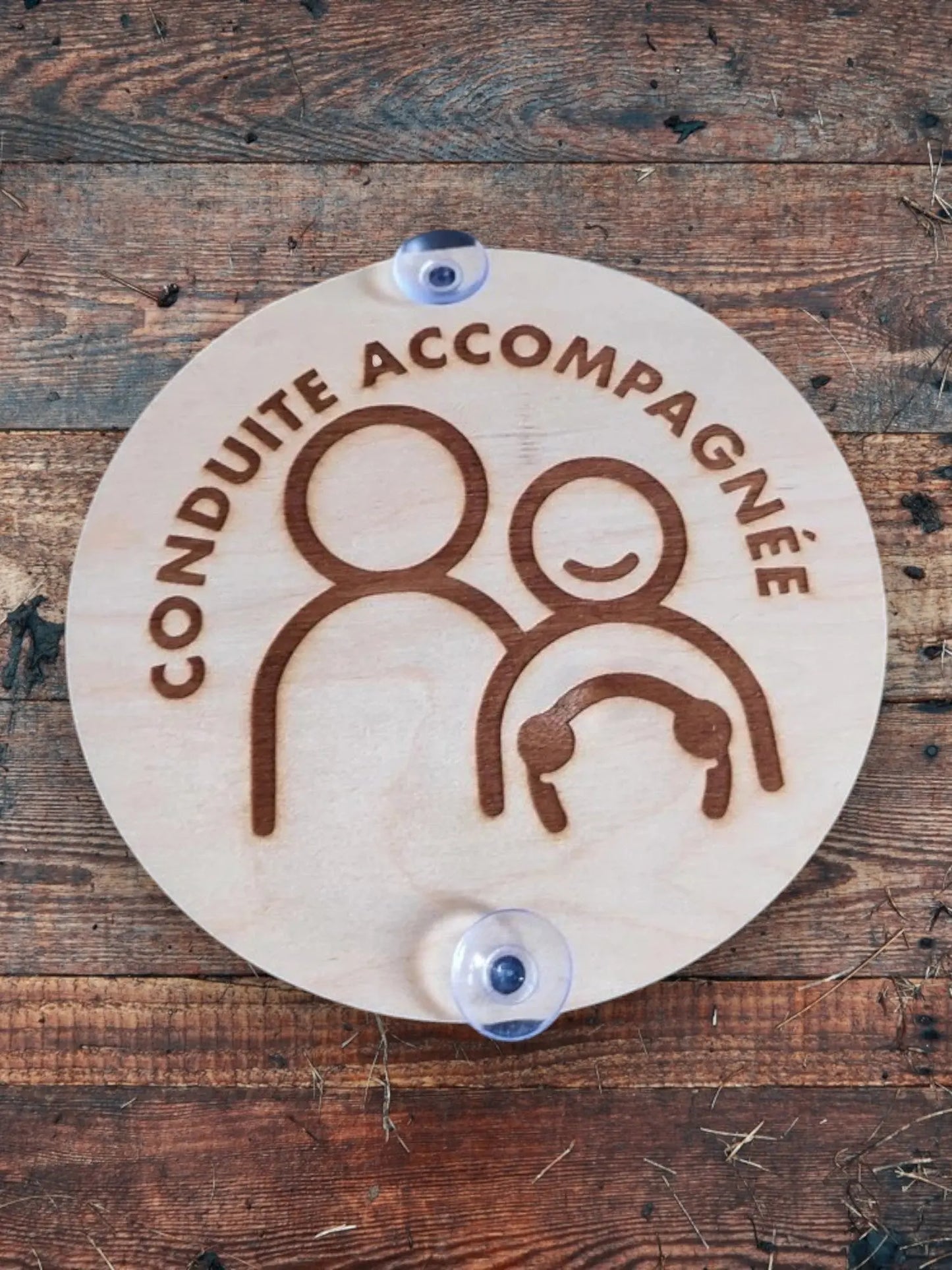 Disque en Bois Conduite Accompagnée – Signalétique Élégante pour Voiture Ma boutique