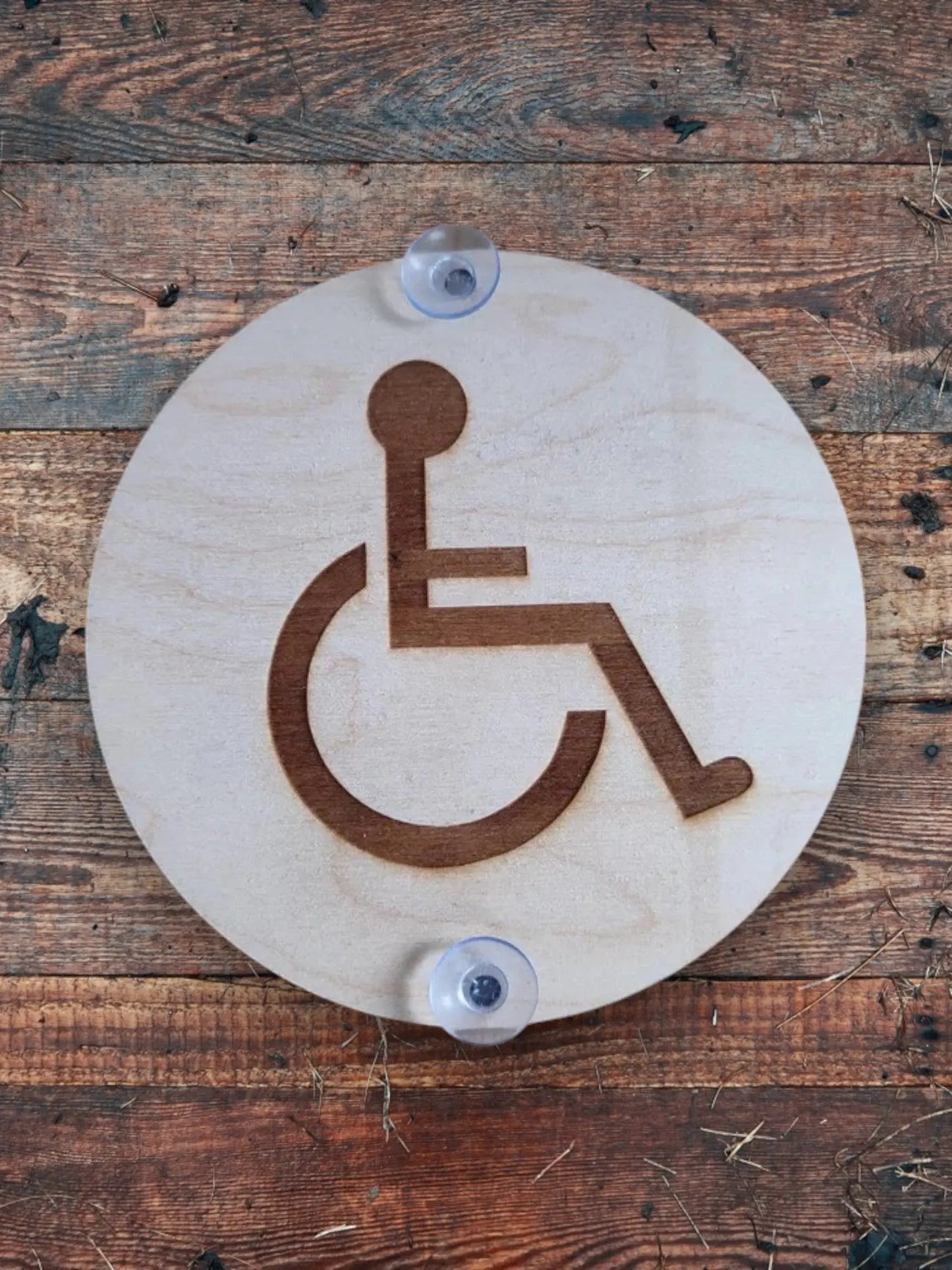 Disque en Bois Signalétique "Handicapé" – pour Voiture en Bois Naturel Ma boutique