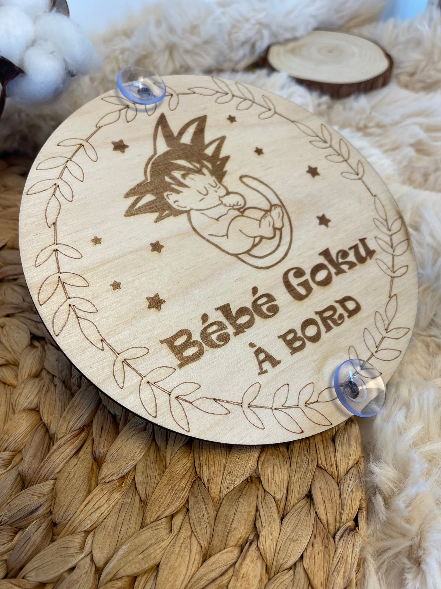 Bébé Goku, Bébé Saiyan à bord en bois / Bébé à bord pour voiture - Cadeau de naissance Ma boutique
