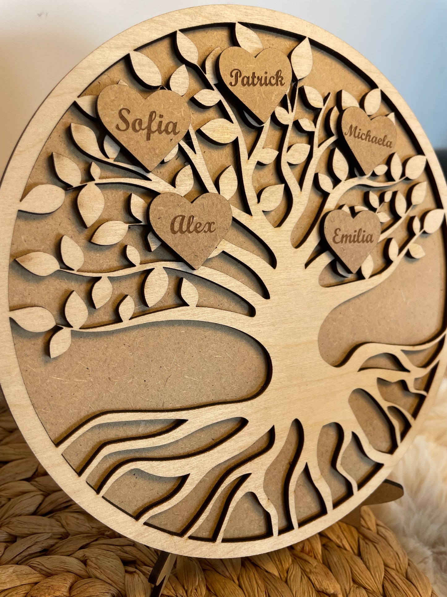 Arbre de vie en bois - Décoration familiale personnalisée avec prénoms gravés - chevalet en bois Ma boutique
