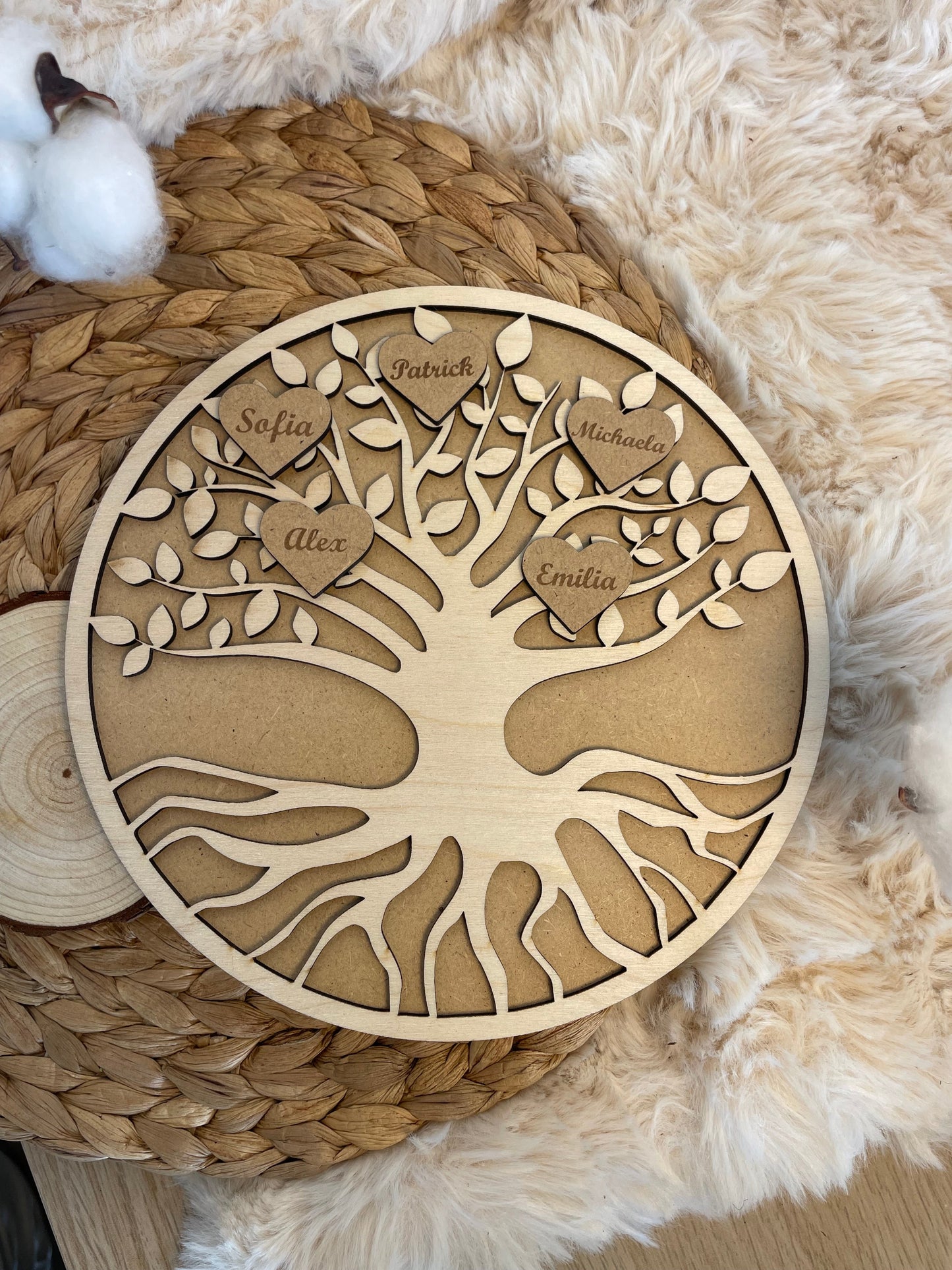 Arbre de vie en bois - Décoration familiale personnalisée avec prénoms gravés - chevalet en bois Ma boutique