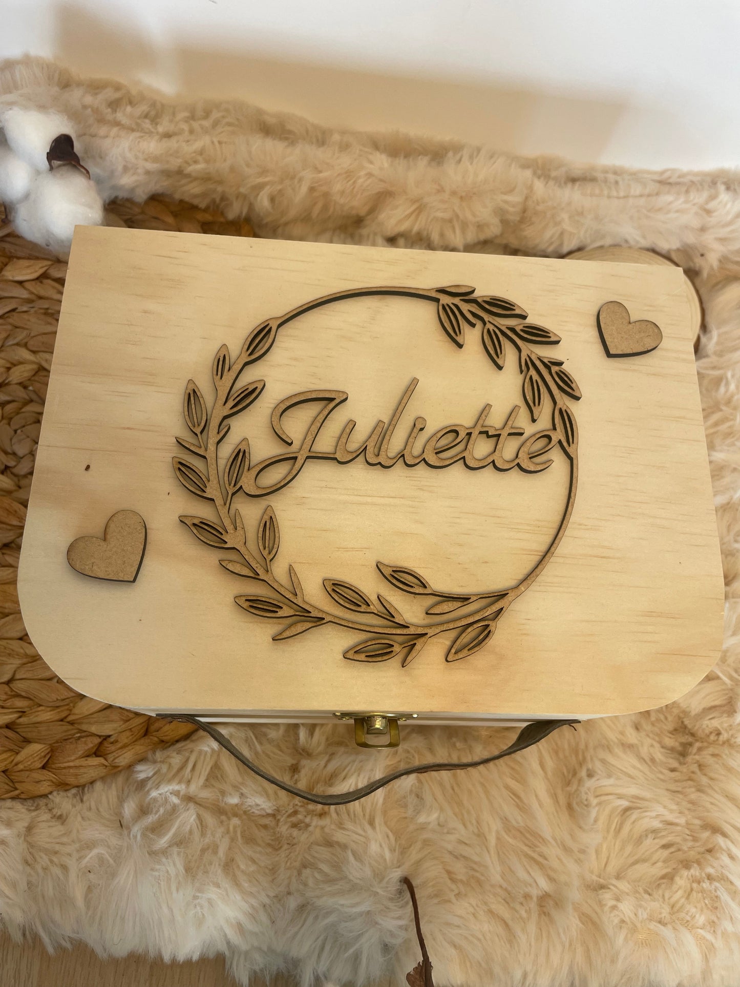 Valise en bois personnalisée relief– Boîte à souvenirs unique pour bébé, naissance et cadeau Ma boutique