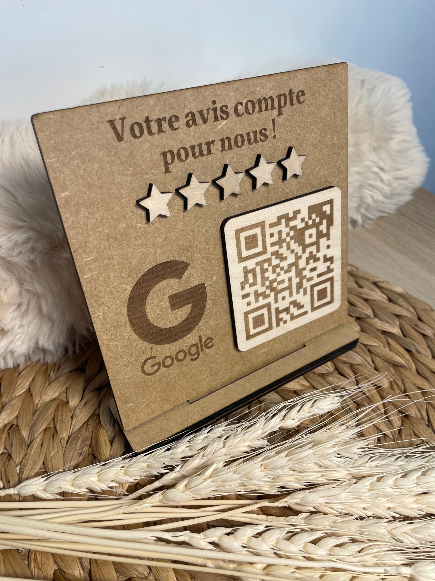 Panneau QR Code à personnaliser : Avis Google, Facebook, Logo Entreprise, avec texte personnalisable Gravurima