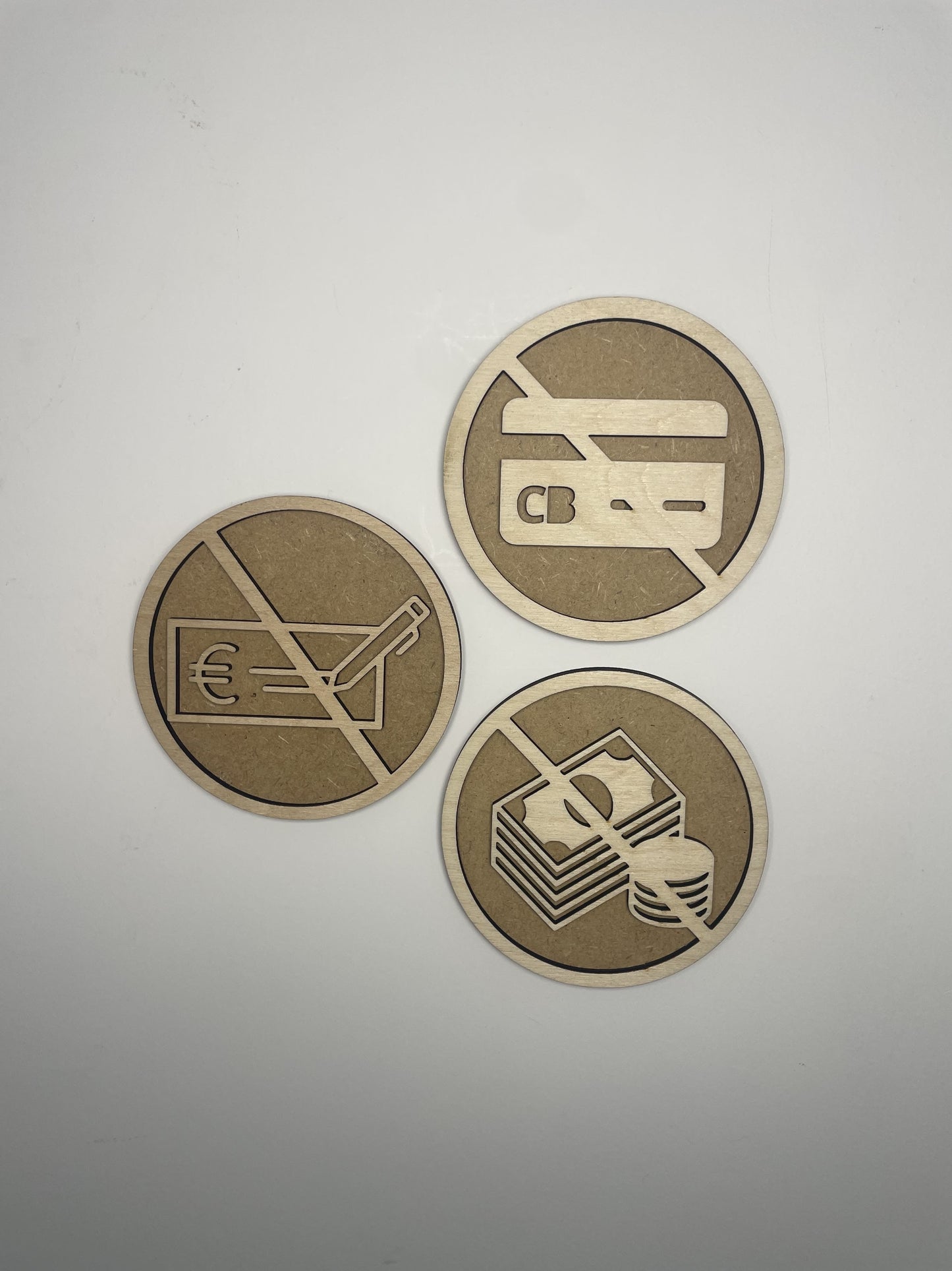 signalétique paiement en bois - Pictogramme Plaque paiement refusé Ma boutique