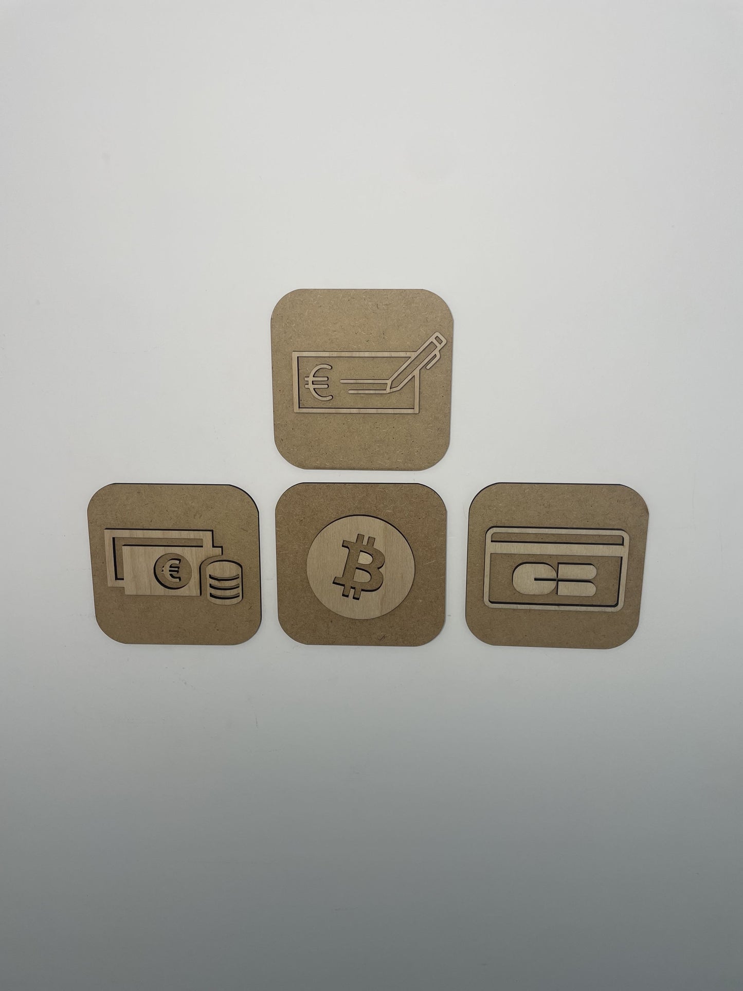 Signalétique Paiement en bois - Pictogramme Plaque Paiement accepté Ma boutique