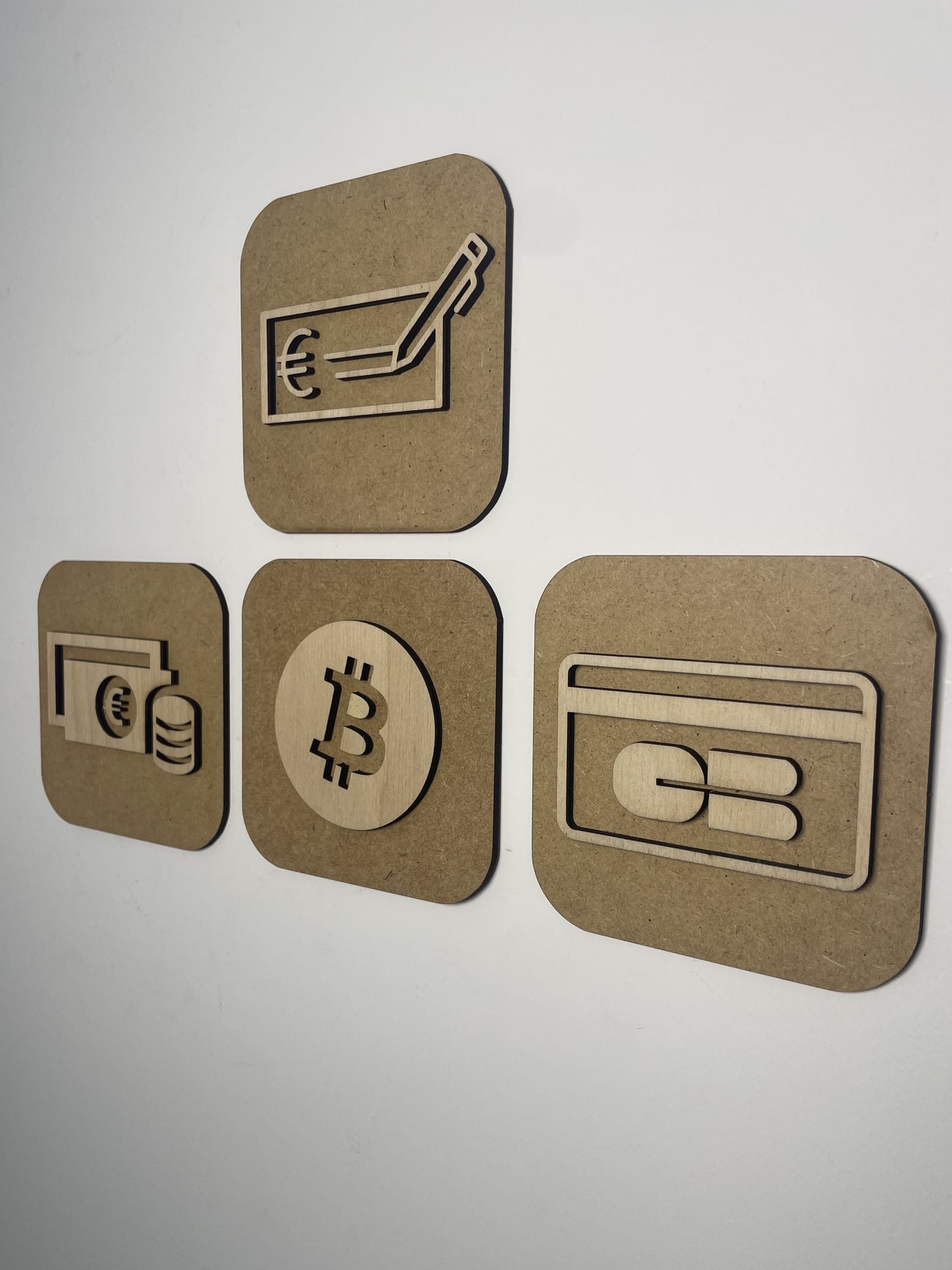Signalétique Paiement en bois - Pictogramme Plaque Paiement accepté Ma boutique