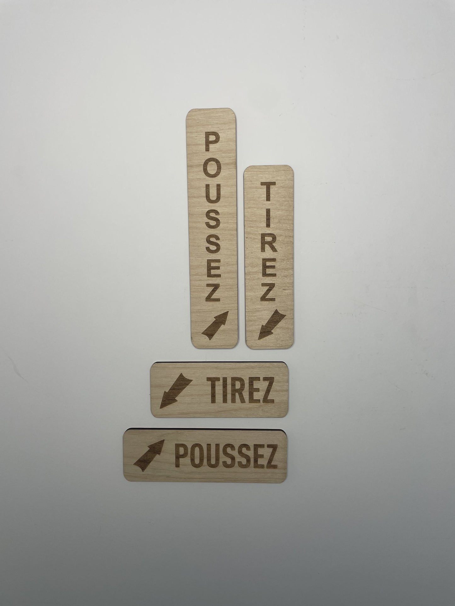 Panneau de porte Poussez/Tirez en Bois pour Intérieur + Fixation 3M signalétique de porte Ma boutique
