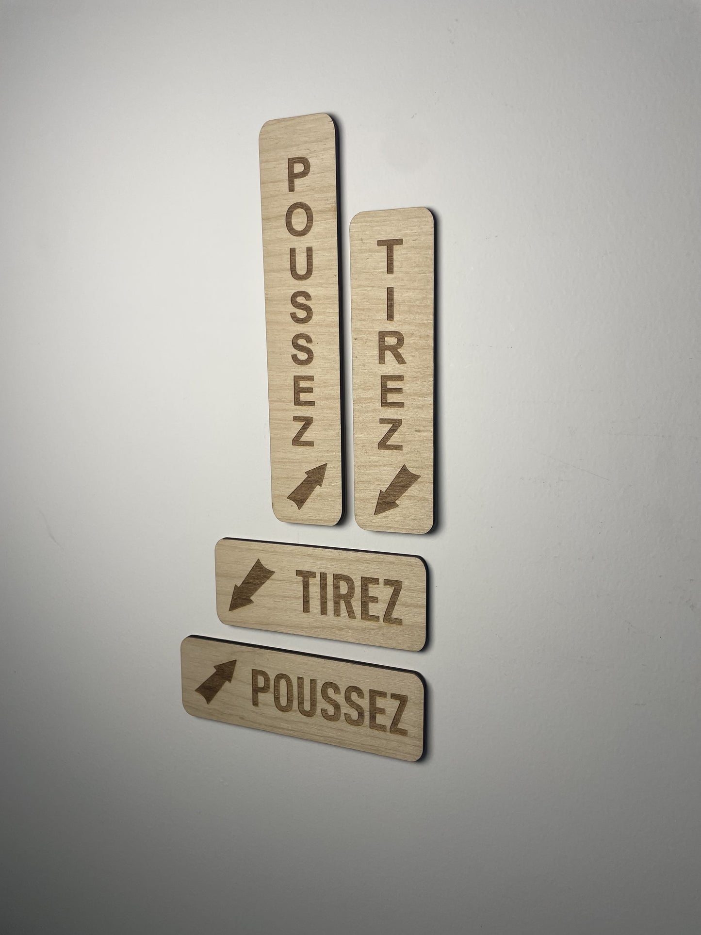 Panneau de porte Poussez/Tirez en Bois pour Intérieur + Fixation 3M signalétique de porte Ma boutique