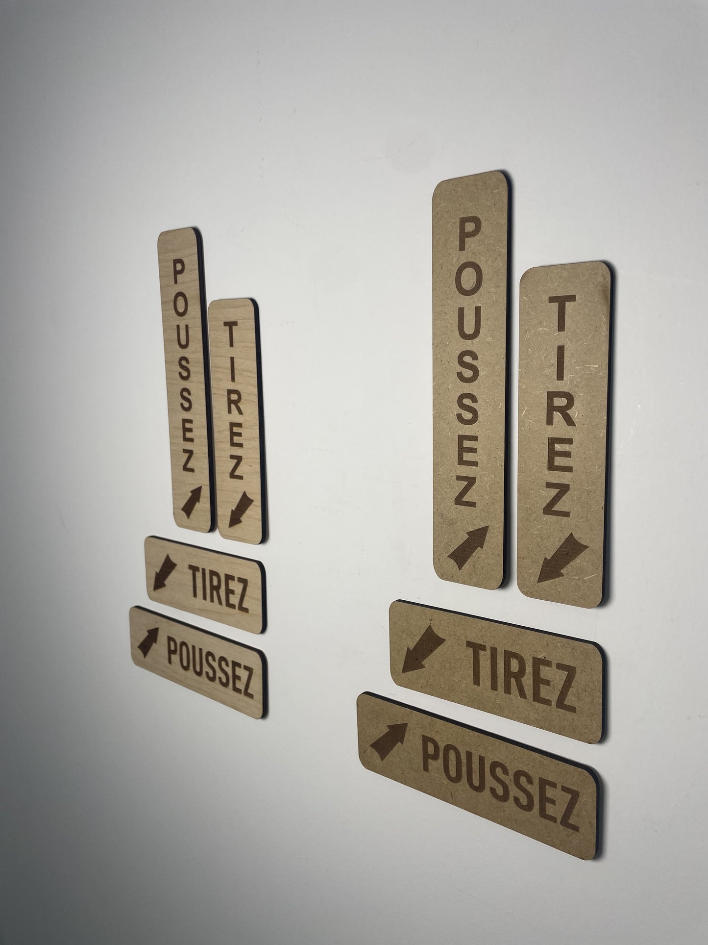 Panneau de porte Poussez/Tirez en Bois pour Intérieur + Fixation 3M signalétique de porte Ma boutique