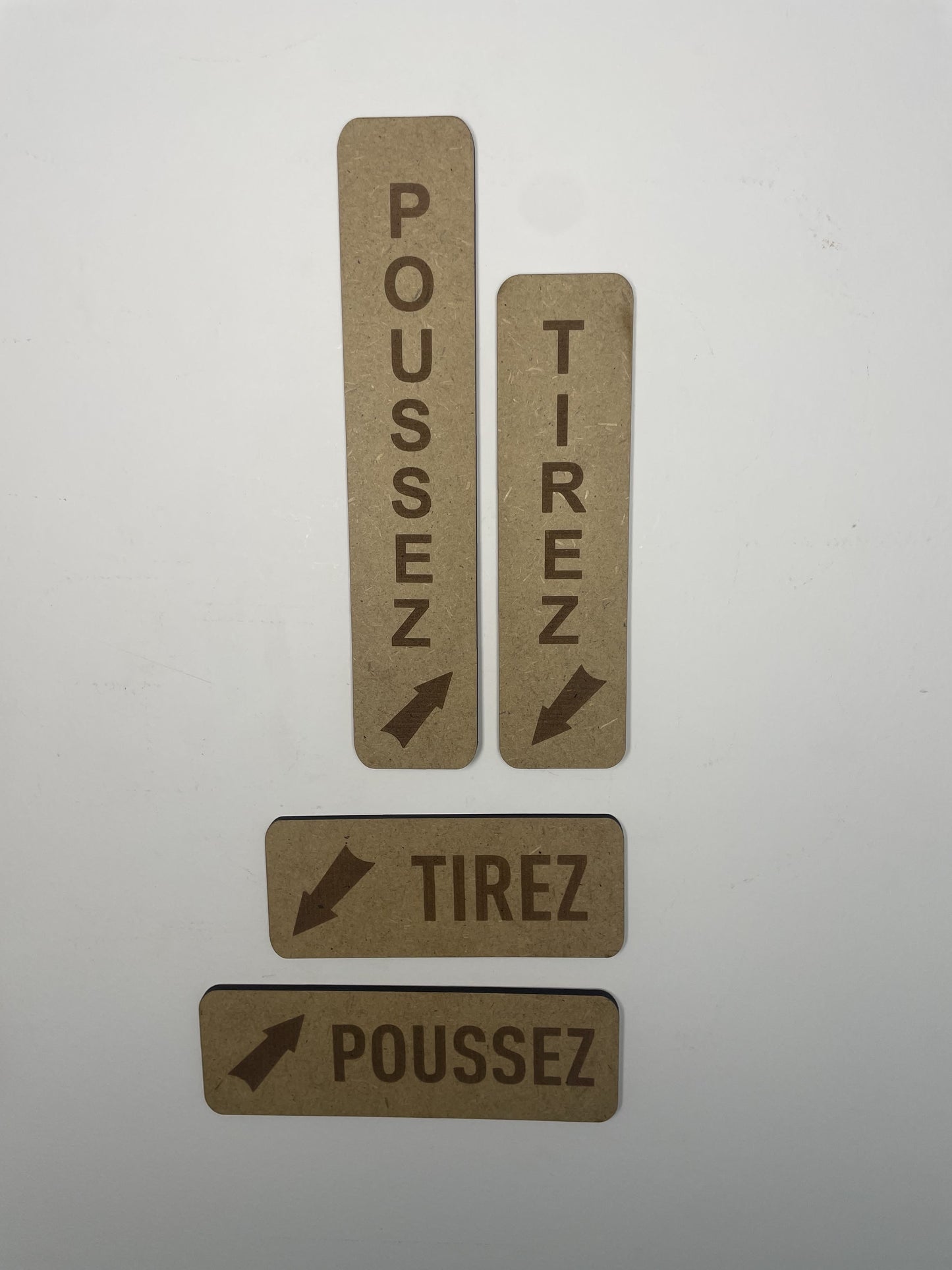 Panneau de porte Poussez/Tirez en Bois pour Intérieur + Fixation 3M signalétique de porte Ma boutique