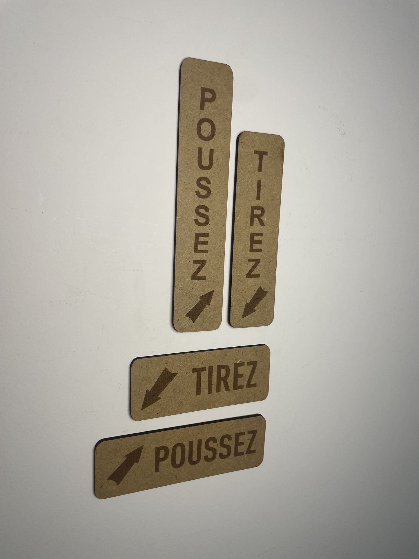 Panneau de porte Poussez/Tirez en Bois pour Intérieur + Fixation 3M signalétique de porte Ma boutique