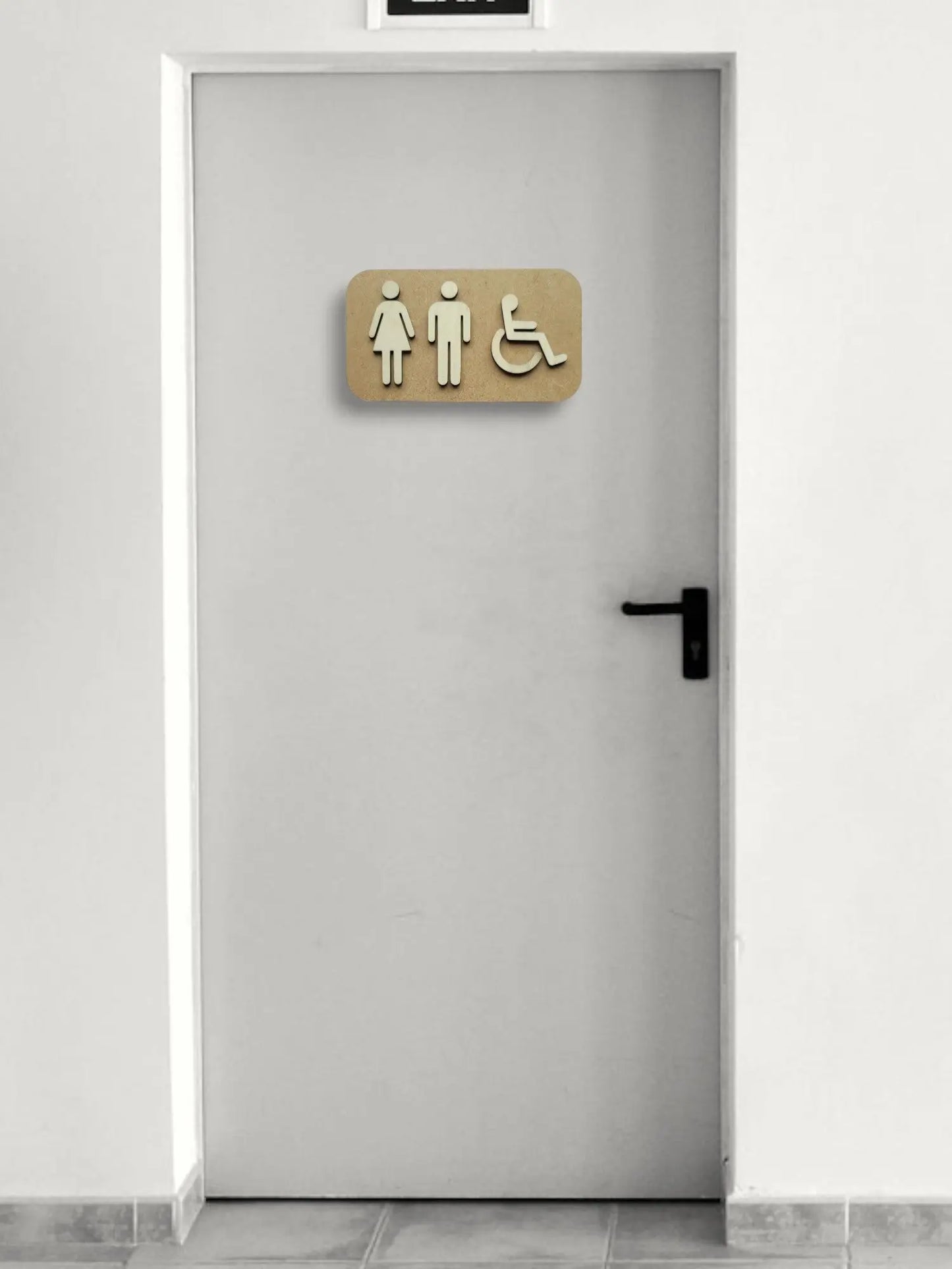 Pictogramme WC Toilettes en bois - Signalétique Panneau de porte Ma boutique