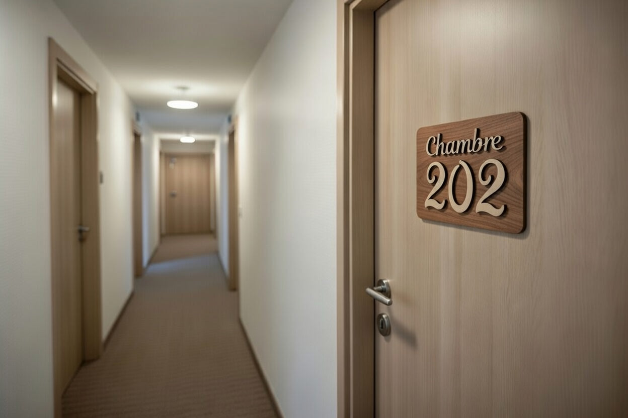 Numéro de Chambre Hôtel - Plaque de porte en bois
