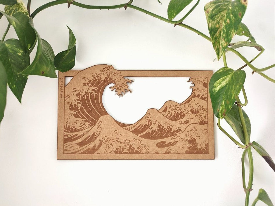 Cadre décoratif en bois : La grande vague de Kanagawa - Vague Japonaise (Gravure) Ma boutique