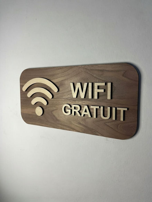 panneau zone wifi en bois - Signalétique Pictogramme en bois