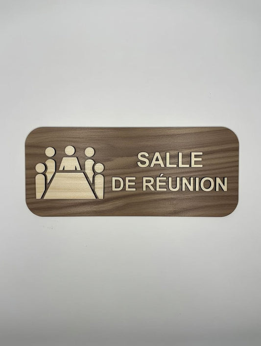 Panneau de porte "Salle de Réunion" en bois – signalétique élégante et professionnelle Pictogramme