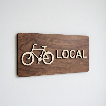 Plaque signalétique local vélo en bois – Panneau porte / identification d’espace vélo