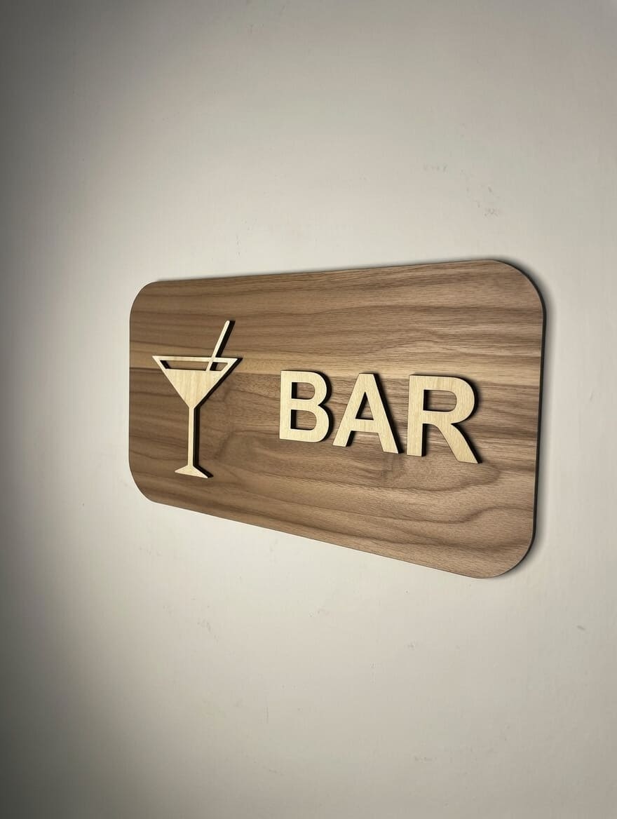 Panneau bar en bois - Signalétique Cocktail Pictogramme