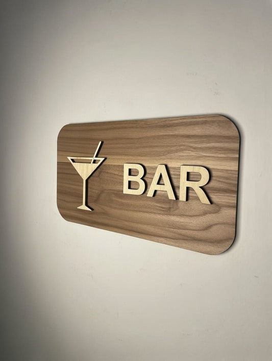 Panneau bar en bois - Signalétique Cocktail Pictogramme