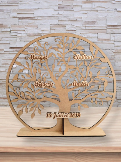 Arbre de vie en bois - Décoration personnalisée avec prénoms gravés sur plaque en bois Ma boutique