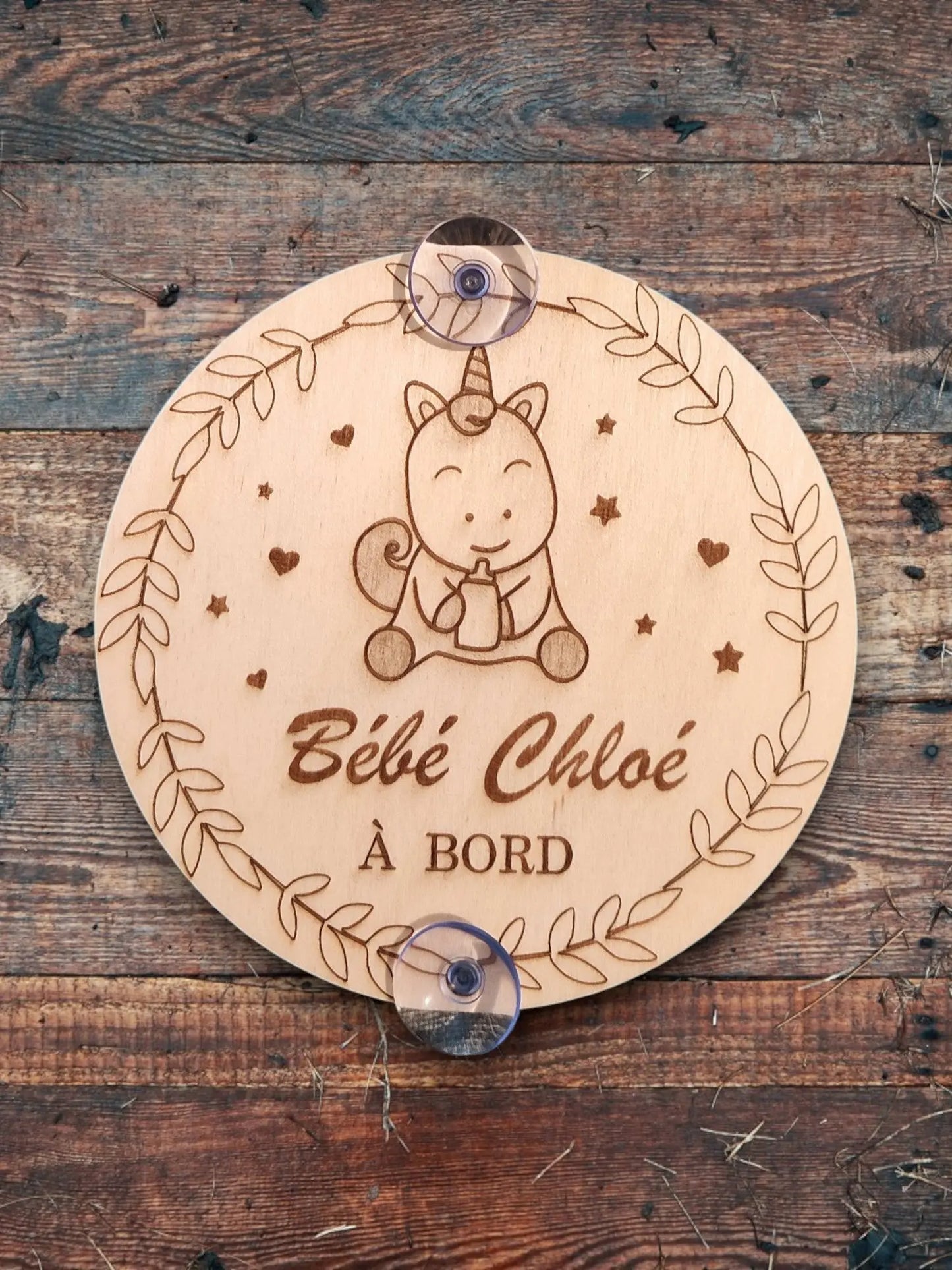 Bébé à bord plaque en bois personnalisée pour voiture / Cadeau de naissance Ma boutique