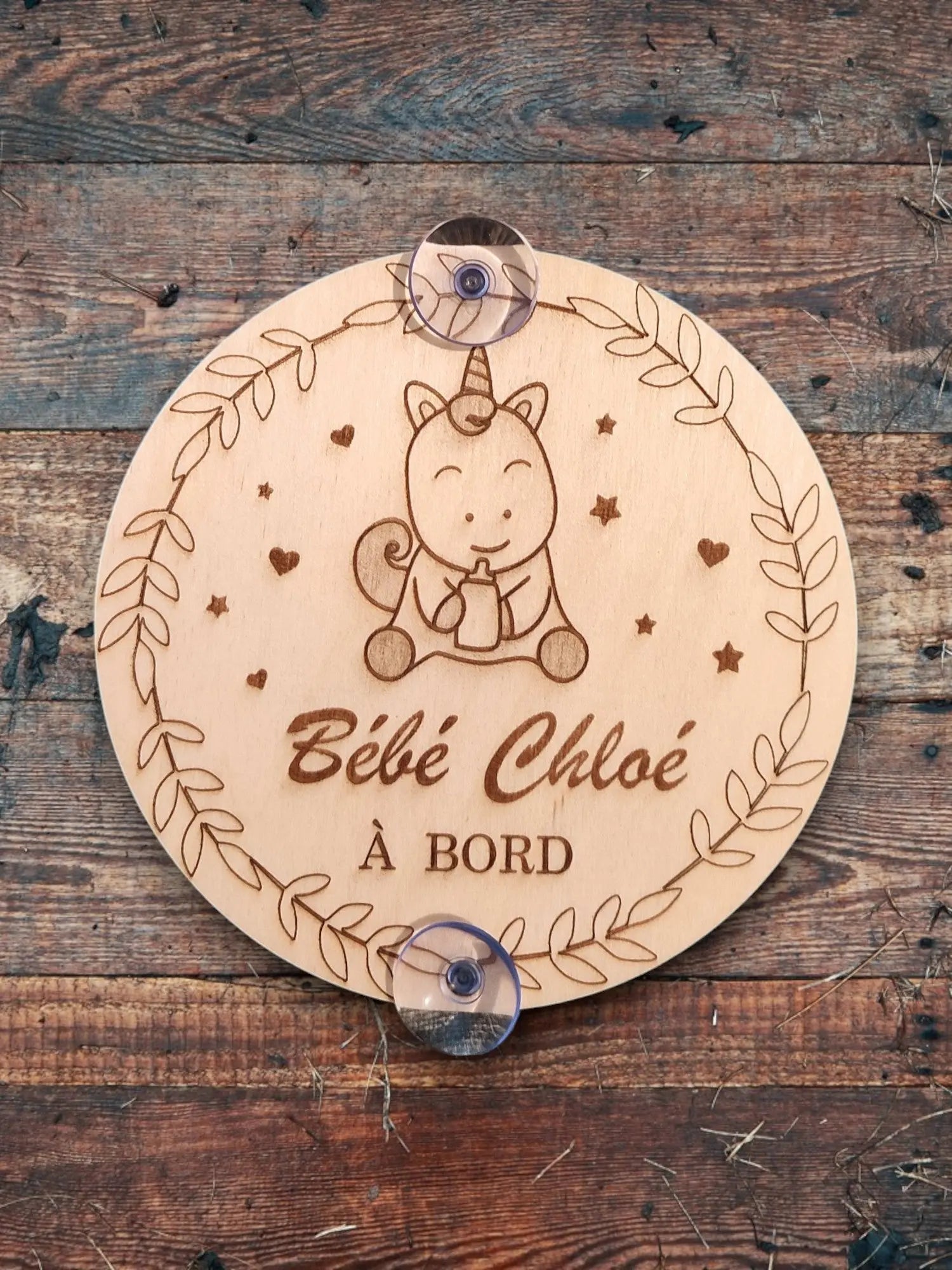 Bébé à bord plaque en bois personnalisée pour voiture / Cadeau de naissance Ma boutique