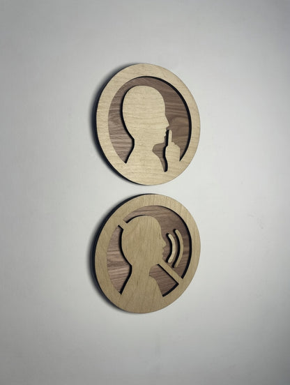 Panneau "Silence" en bois – pictogramme "chut" – signalétique élégante pour zones calmes, pas de bruits