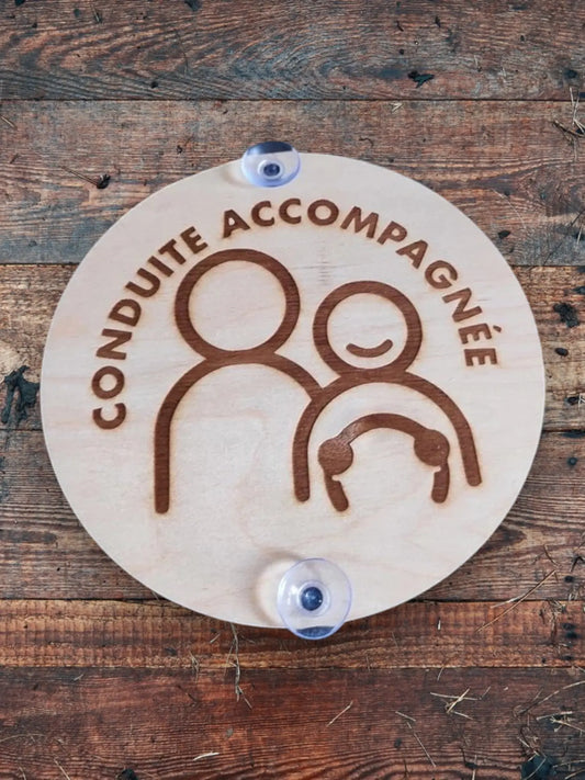 Disque en Bois Conduite Accompagnée – Signalétique Élégante pour Voiture Ma boutique