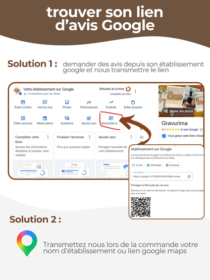Plaque Avis Google Personnalisée | QR Code & NFC | Plaque Restaurant, Salon, Commerce | Bois Noyer