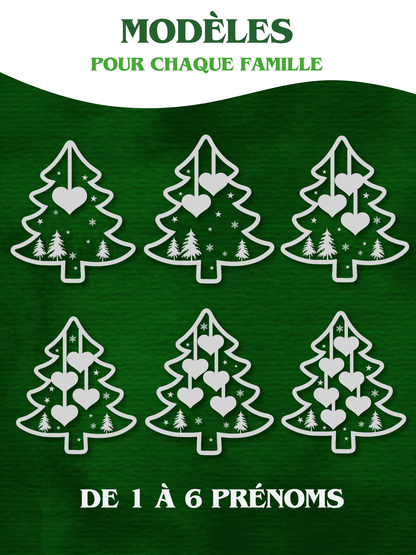 Boule de Noël Familiale Personnalisée – Arbre de Noël avec Prénoms