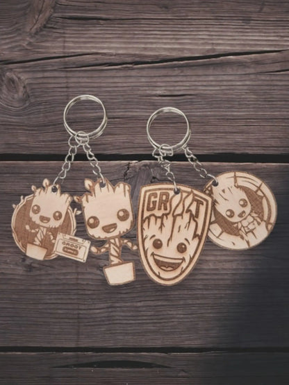 Groot / Bébé Groot porte clé en bois gravé Marvel Gardien de la Galaxy Ma boutique