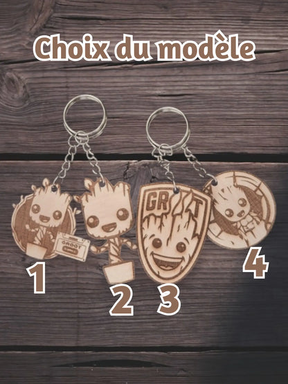 Groot / Bébé Groot porte clé en bois gravé Marvel Gardien de la Galaxy Ma boutique