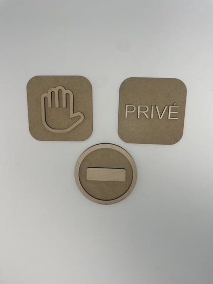 Panneau accès privé bois - Signalétique Pictogramme entrée interdite plusieurs modèles Ma boutique