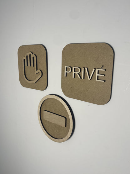 Panneau accès privé bois - Signalétique Pictogramme entrée interdite plusieurs modèles Ma boutique