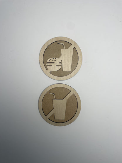 Panneaux "Interdit de manger" et "Interdit de boire" en bois – pictogrammes interdiction Ma boutique