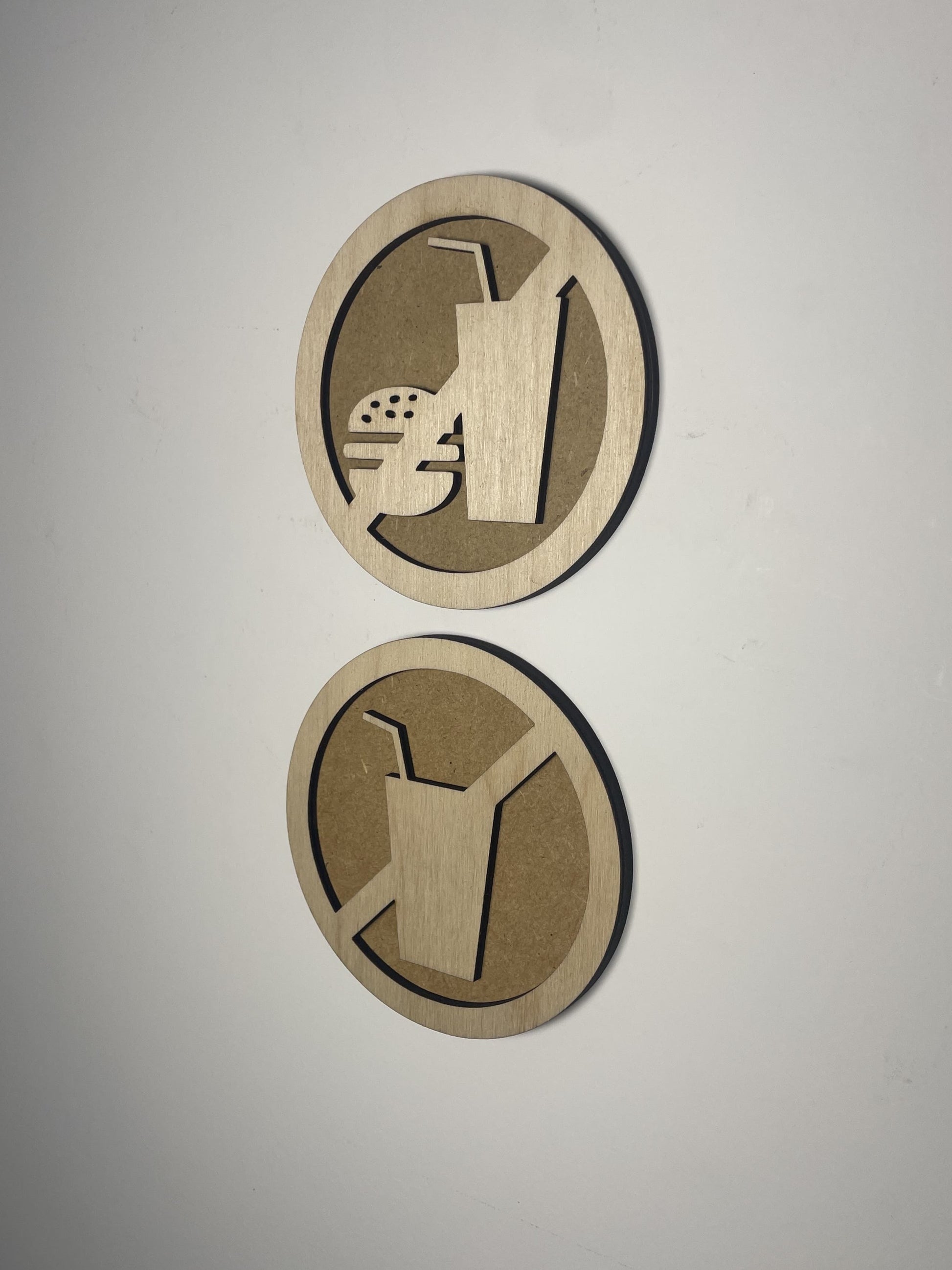 Panneaux "Interdit de manger" et "Interdit de boire" en bois – pictogrammes interdiction Ma boutique