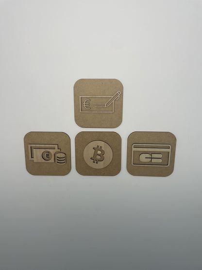 Signalétique Paiement en bois - Pictogramme Plaque Paiement accepté Ma boutique
