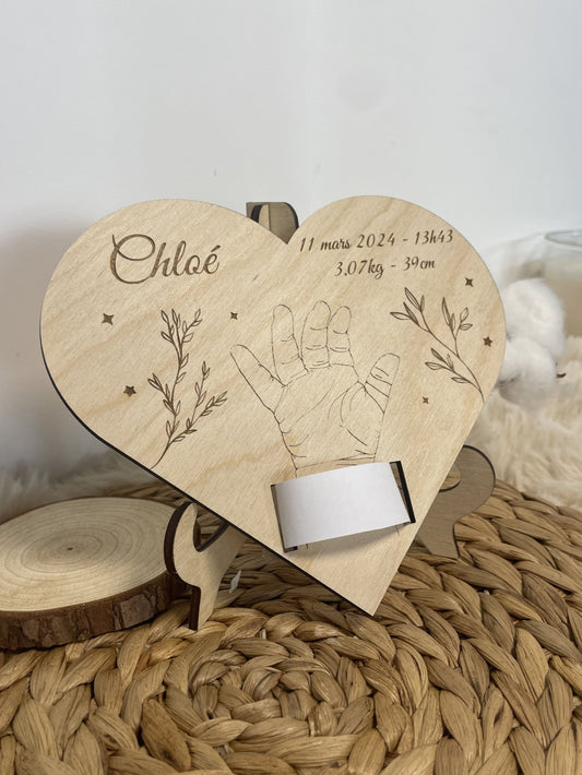 Porte bracelet de naissance en bois gravé personnalisé Ma boutique