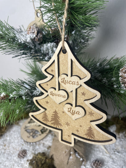 Boule de Noël Familiale Personnalisée – Arbre de Noël avec Prénoms