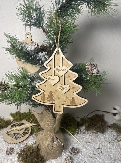 Boule de Noël Familiale Personnalisée – Arbre de Noël avec Prénoms