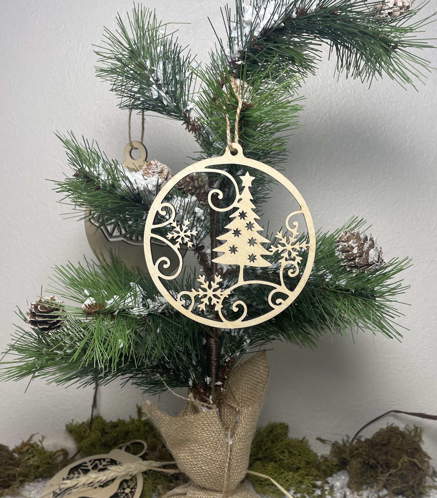 Boule de noël en bois vierge Plusieurs Motifs : boule à décorer/peinture, Décoration Sapin de Noël