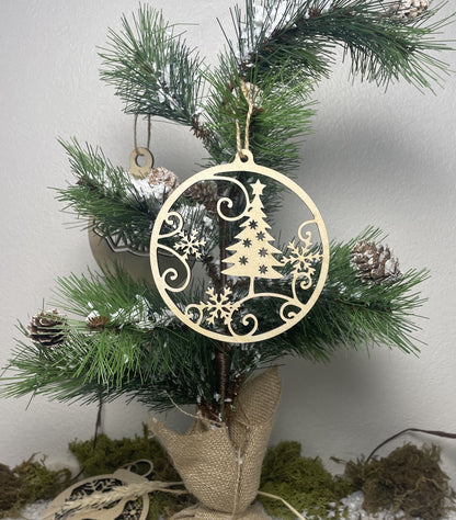 Boule de noël en bois vierge Plusieurs Motifs : boule à décorer/peinture, Décoration Sapin de Noël