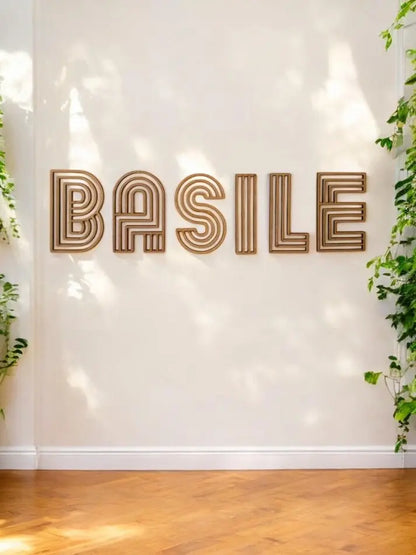 Lettre en bois design - Prénom décoration murale style moderne Ma boutique