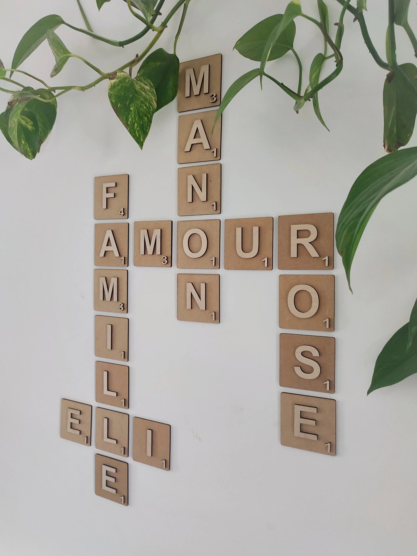 Lettres Scrabble 3D bois relief : grosses lettres décoratives en bois XXL Ma boutique