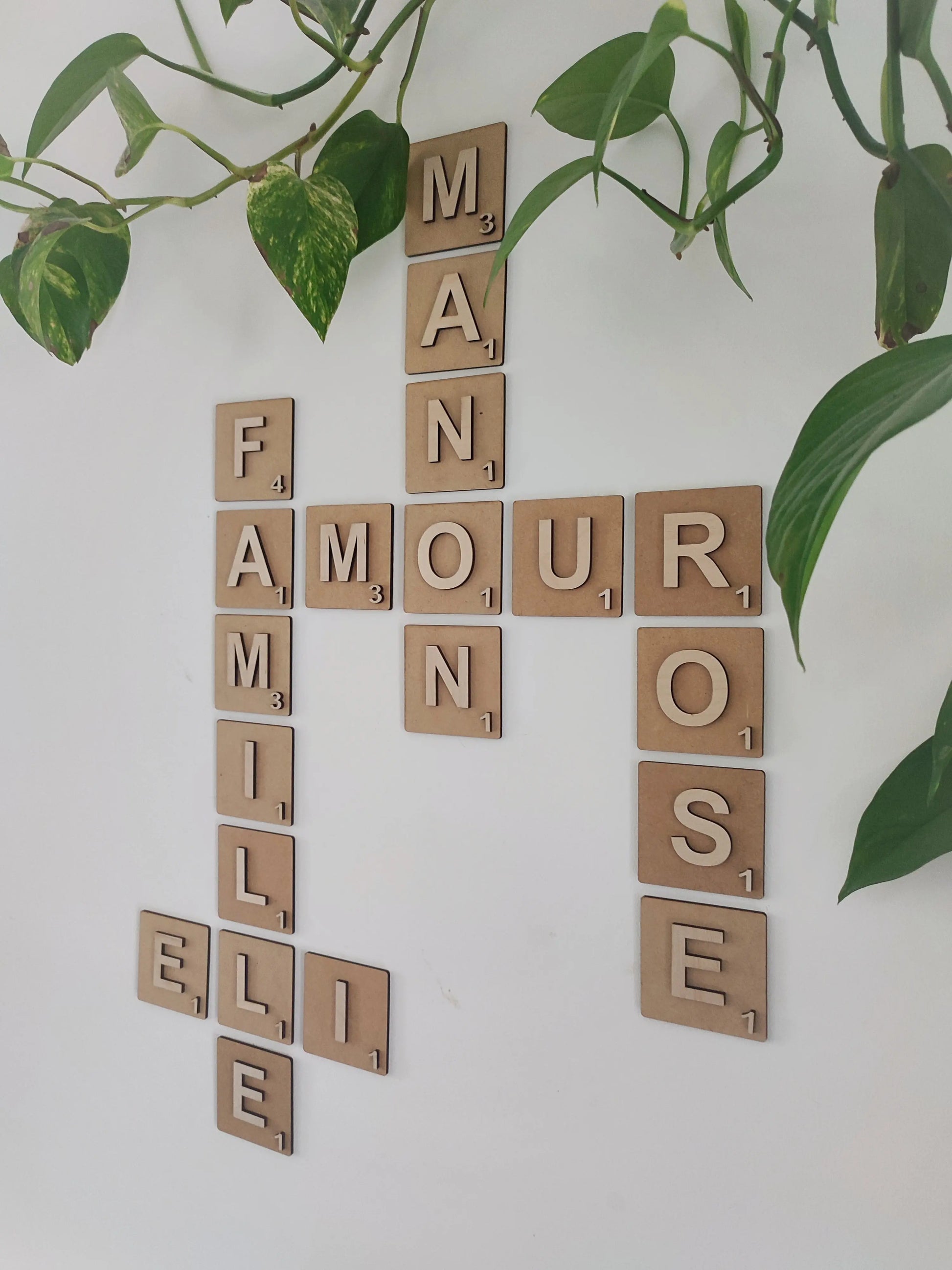 Lettres Scrabble 3D bois relief : grosses lettres décoratives en bois XXL Ma boutique