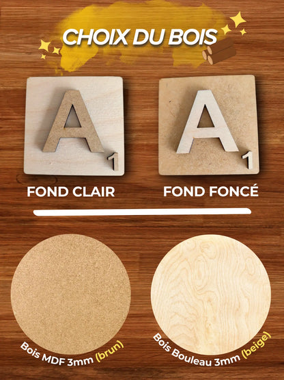 Lettres Scrabble 3D bois relief : grosses lettres décoratives en bois XXL Ma boutique