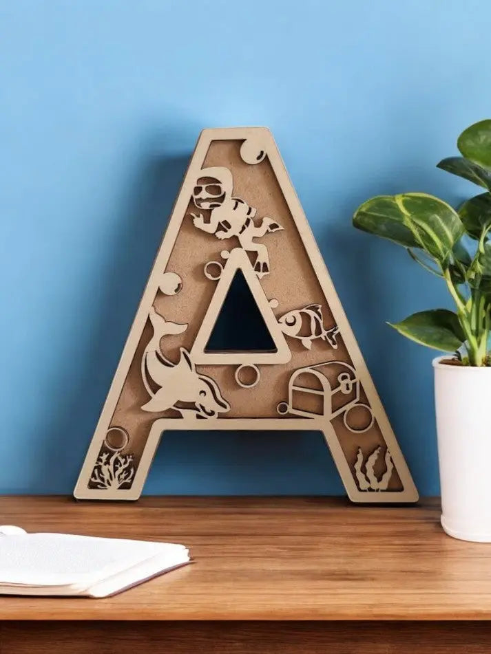 Lettres en bois - Thème Marin : Prénom en bois pour décoration de chambre, cadeau personnalisé Ma boutique