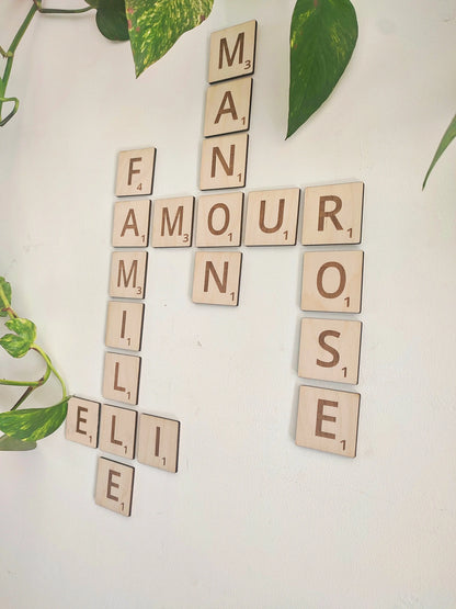 Lettres scrabble en bois - gravure sur bois : grosses lettres décoratives XXL Ma boutique